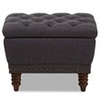 Bowery Hill Tufted Storage Ottoman in Dark Gray and Walnut