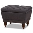 Bowery Hill Tufted Storage Ottoman in Dark Gray and Walnut
