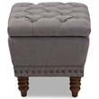 Bowery Hill Tufted Storage Ottoman in Gray and Walnut