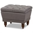 Bowery Hill Tufted Storage Ottoman in Gray and Walnut