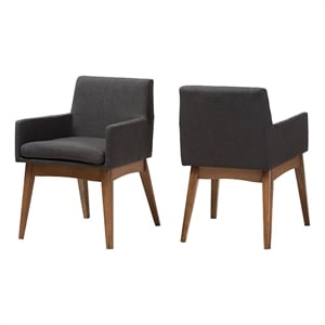 Bowery Hill Polyester Dark Gray Dining Arm Chair Rectangular Foam Padded 29.92&quotH Unassembled