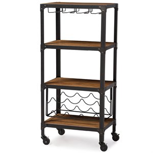bowery hill mobile wine rack in antique black and brown
