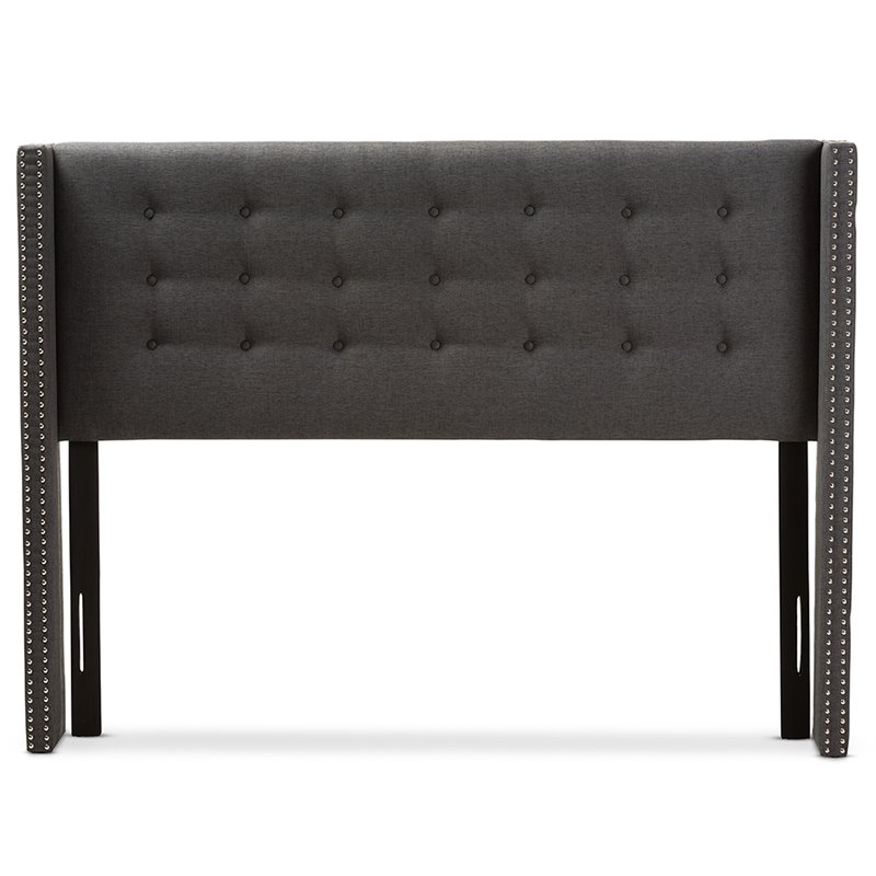 Bowery Hill Contemporary Fabric Queen Winged Panel Headboard in Gray