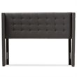 Bowery Hill Contemporary Fabric Queen Winged Panel Headboard in Gray