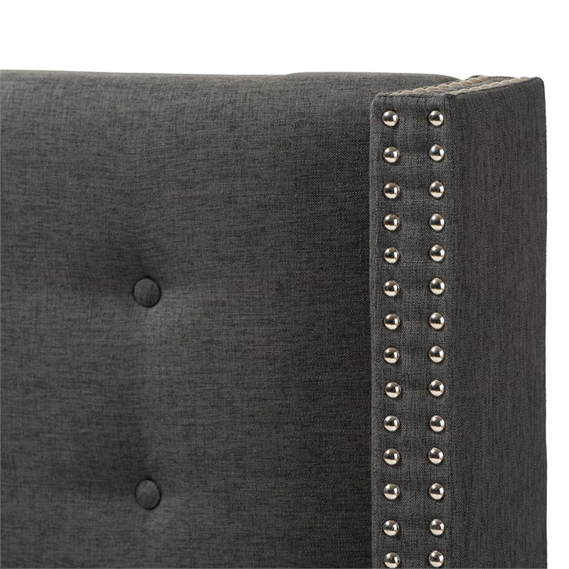 Bowery Hill Contemporary Fabric Queen Winged Panel Headboard in Gray