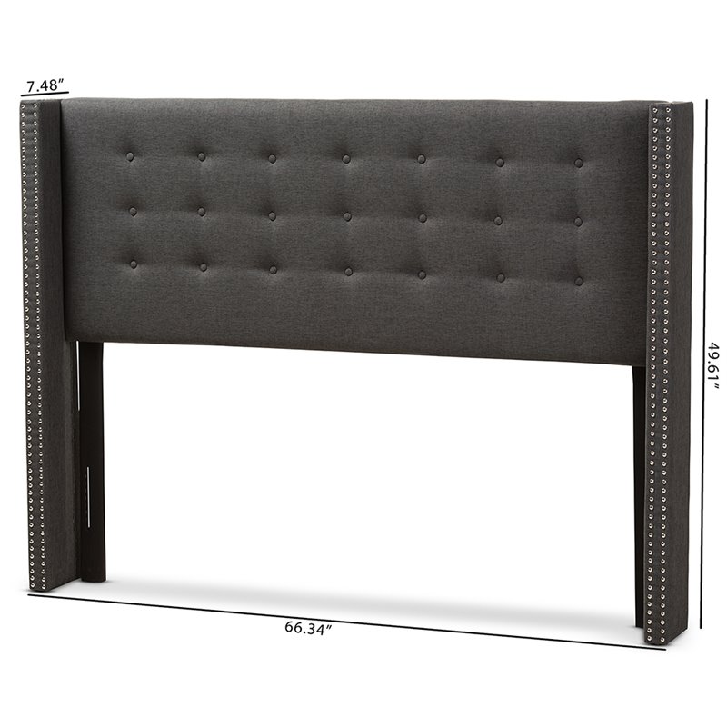 Bowery Hill Contemporary Fabric Queen Winged Panel Headboard in Gray