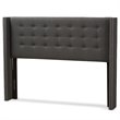 Bowery Hill Contemporary Fabric Queen Winged Panel Headboard in Gray