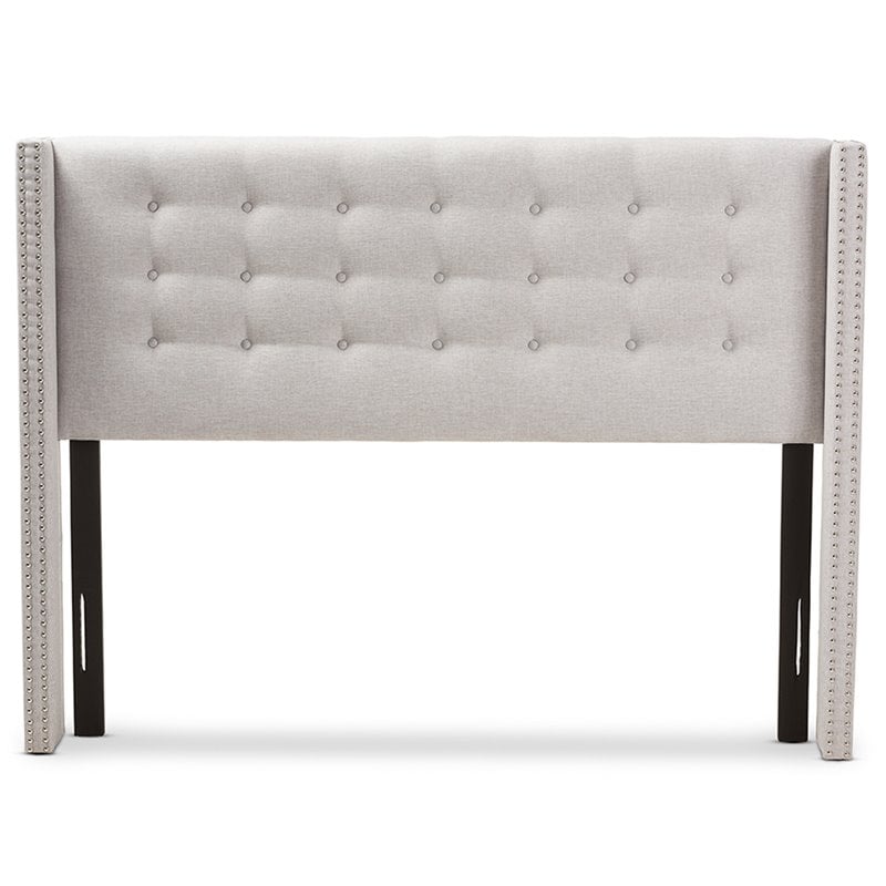 Bowery Hill Queen Winged Panel Headboard in Grayish Beige