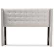 Bowery Hill Queen Winged Panel Headboard in Grayish Beige