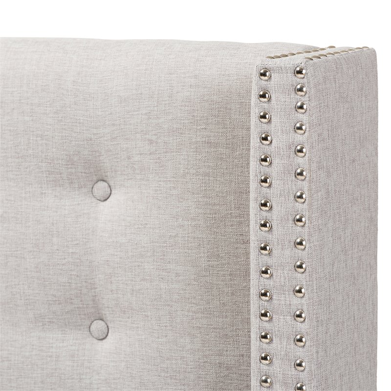 Bowery Hill Queen Winged Panel Headboard in Grayish Beige
