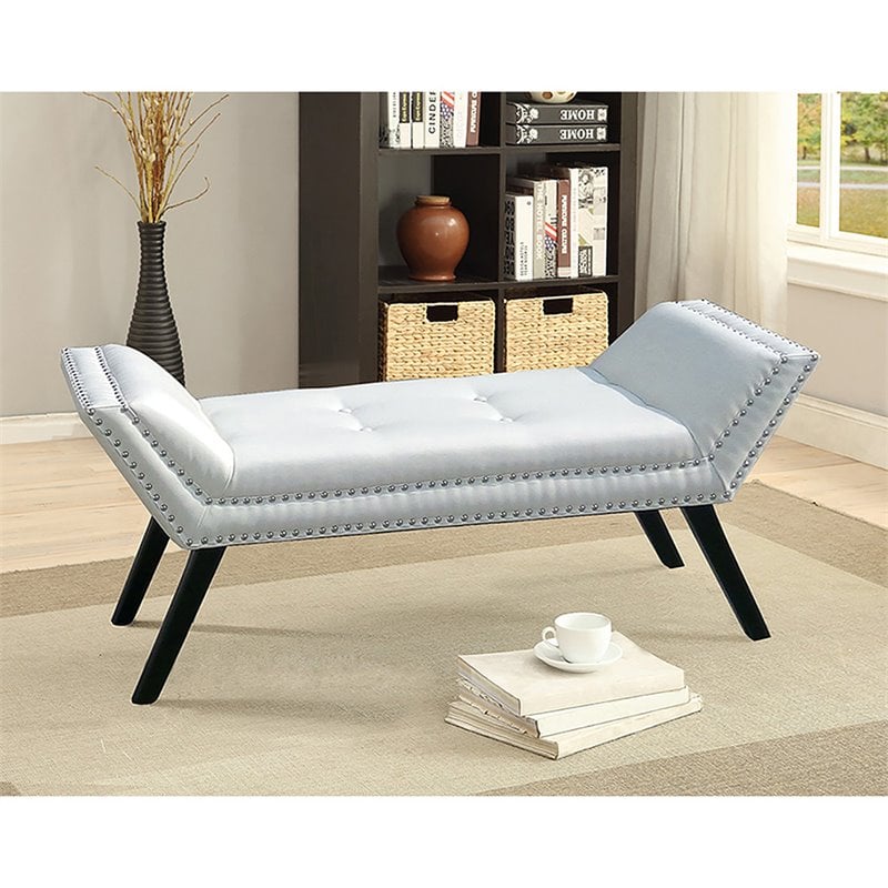 Bowery Hill Faux Leather Tufted Ottoman Bench in White