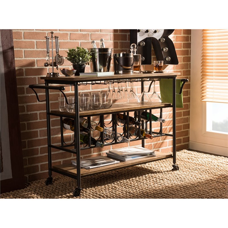 Bowery Hill Bar Cart in Antique Black and Brown
