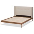 Bowery Hill Polyester Light Beige Platform Bed King Winged Headboard 46.06