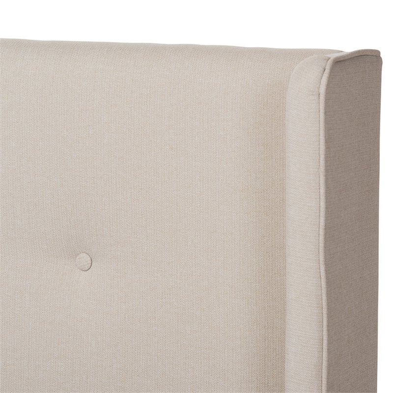 Bowery Hill Upholstered King Platform Bed in Light Beige