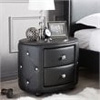 Bowery Hill 2 Drawer Faux Leather Tufted Nightstand in Black