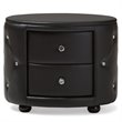 Bowery Hill 2 Drawer Faux Leather Tufted Nightstand in Black