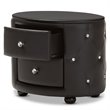 Bowery Hill 2 Drawer Faux Leather Tufted Nightstand in Black