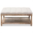 Bowery Hill Linen Beige Coffee Table Ottoman Square Button-Tufted 39.37