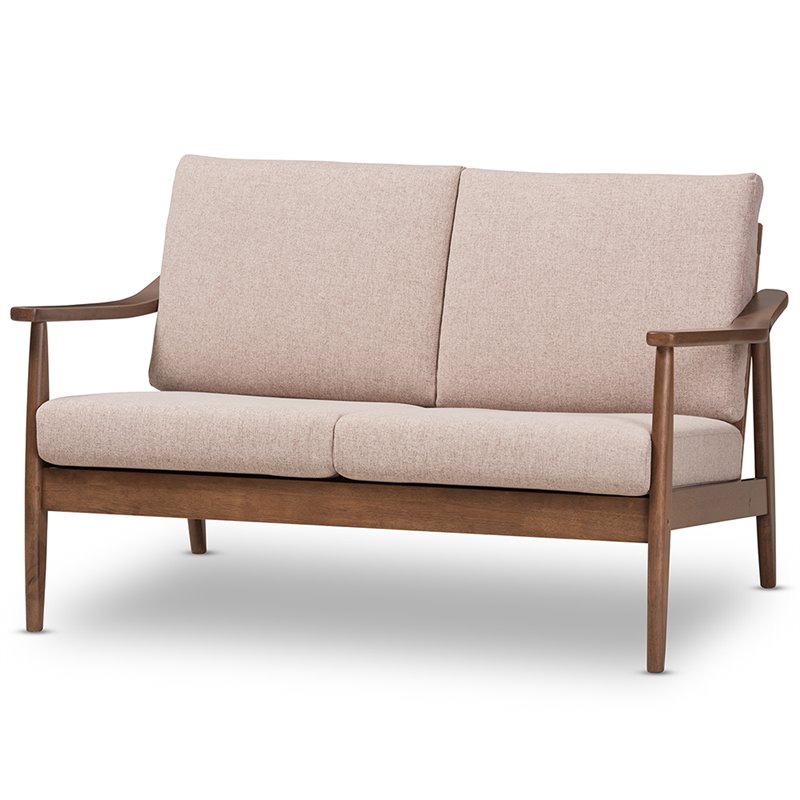 Bowery Hill Loveseat in Light Brown and Walnut Brown