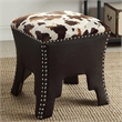 Bowery Hill Faux Leather Foot Stool in Cow Print