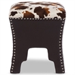 Bowery Hill Faux Leather Foot Stool in Cow Print
