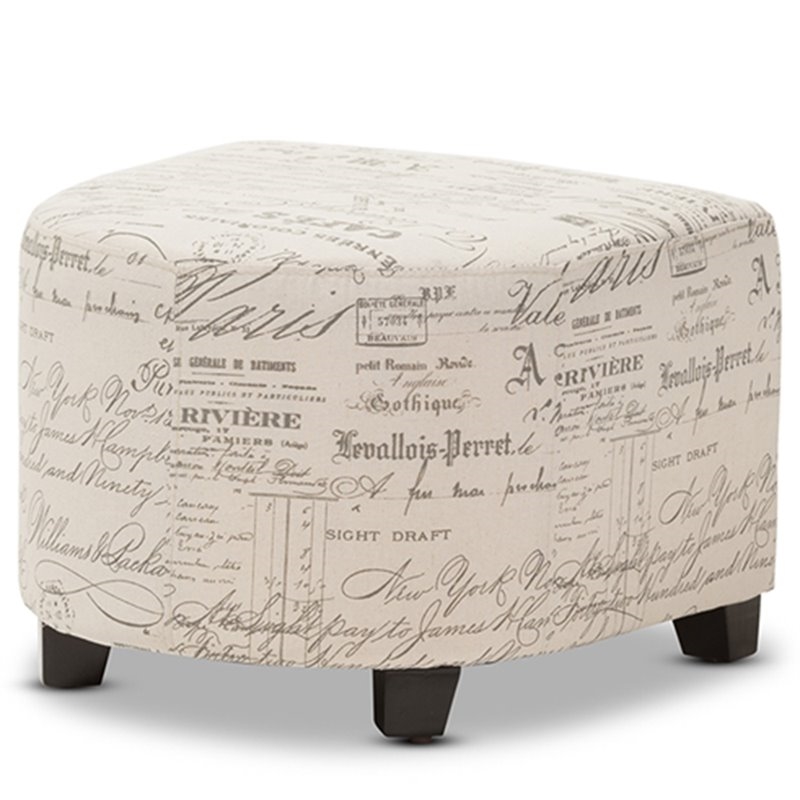 Bowery Hill Contemporary Fabric Accent Chair and Ottoman Set in Off White