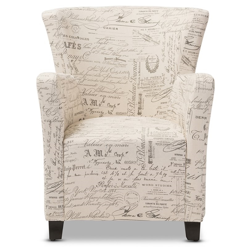 Bowery Hill Contemporary Fabric Accent Chair and Ottoman Set in Off White