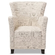 Bowery Hill Contemporary Fabric Accent Chair and Ottoman Set in Off White