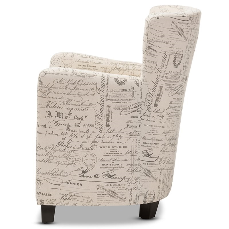Bowery Hill Contemporary Fabric Accent Chair and Ottoman Set in Off White