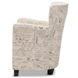 Bowery Hill Contemporary Fabric Accent Chair and Ottoman Set in Off White