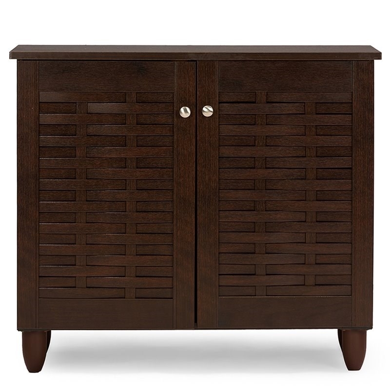 Bowery Hill 2 Door Shoe Cabinet in Dark Brown