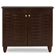 Bowery Hill 2 Door Shoe Cabinet in Dark Brown