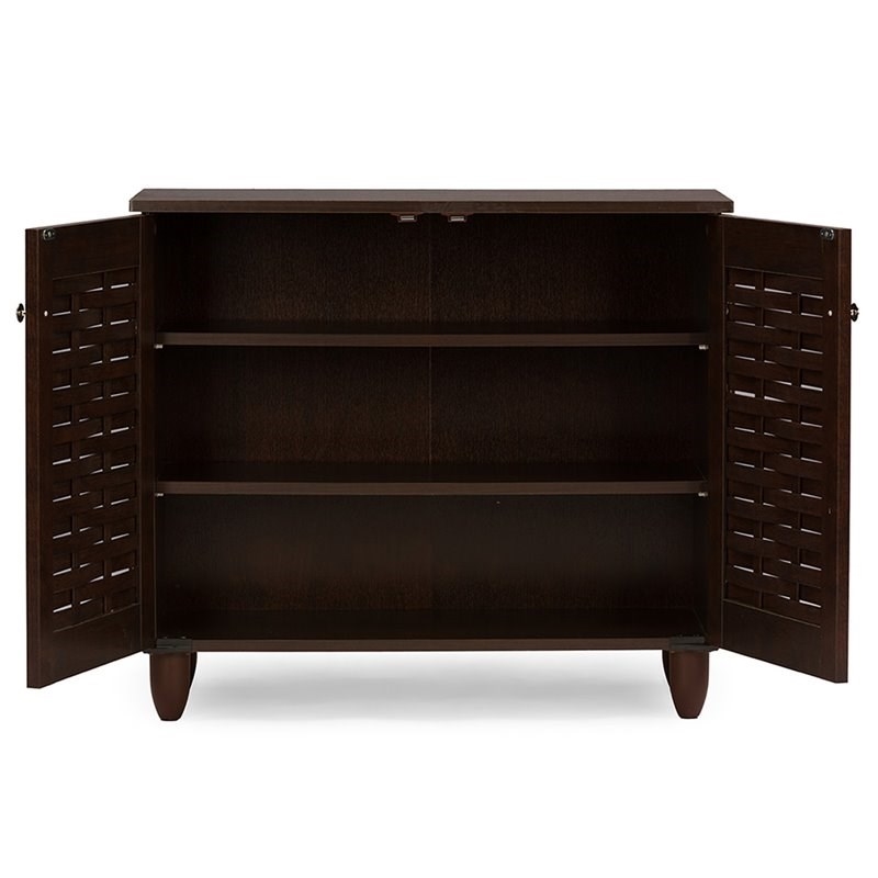 Bowery Hill 2 Door Shoe Cabinet in Dark Brown