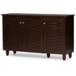 Bowery Hill 3 Door Shoe Cabinet in Dark Brown