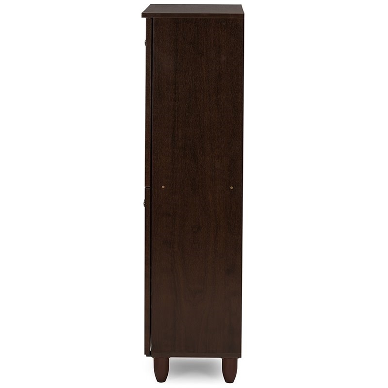 Bowery Hill 4 Door Shoe Cabinet in Dark Brown