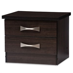 bowery hill 2 drawer nightstand in dark brown