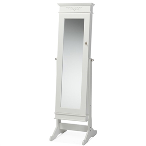 bowery hill jewelry armoire mirror in white