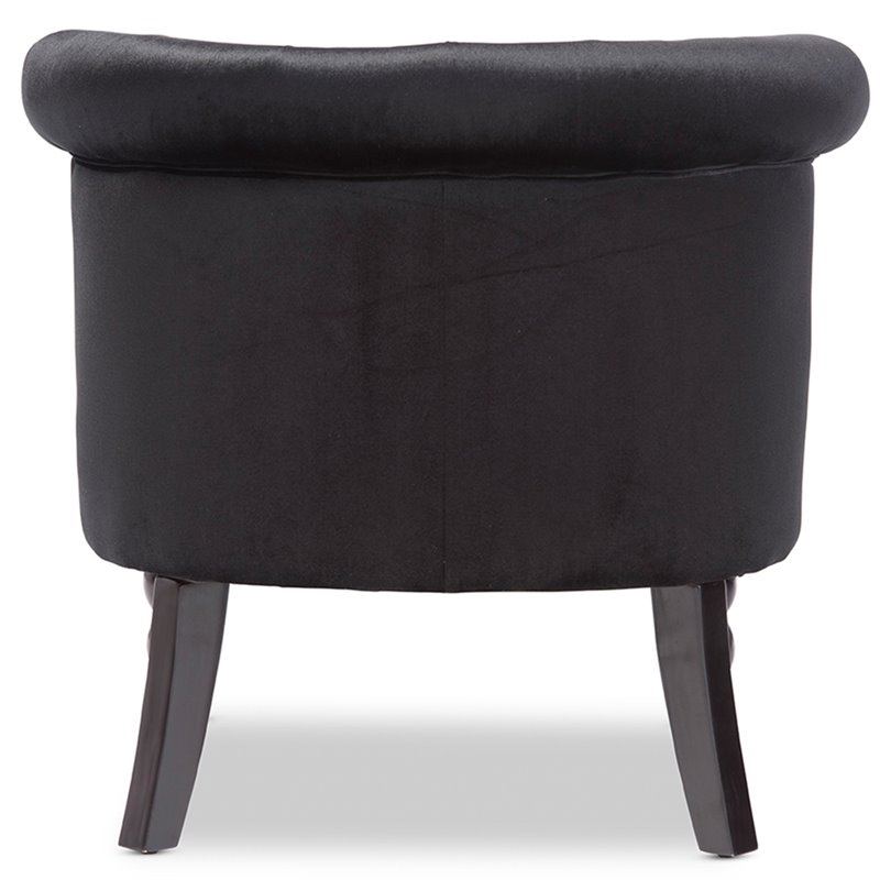 Bowery Hill Modern Velvet/Wood Button Tufted Accent Chair in Black