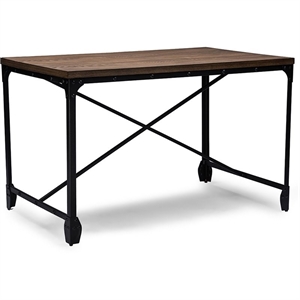 bowery hill writing desk in rustic oak and antique bronze