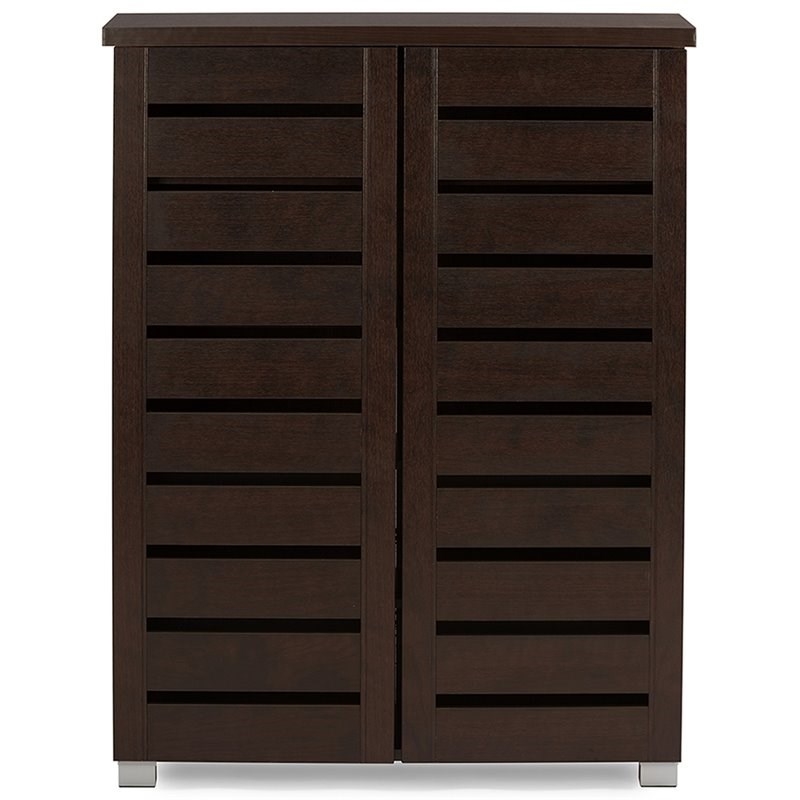 Bowery Hill 2 Door Shoe Cabinet in Dark Brown
