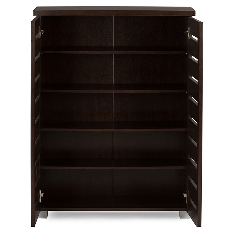 Bowery Hill 2 Door Shoe Cabinet in Dark Brown