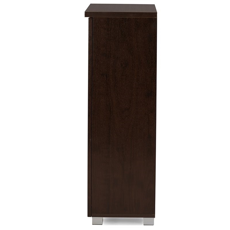Bowery Hill 2 Door Shoe Cabinet in Dark Brown