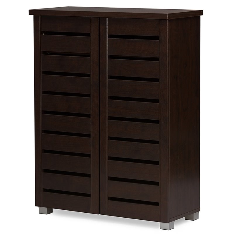 Bowery Hill 2 Door Shoe Cabinet in Dark Brown