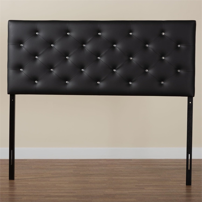 Bowery Hill Faux Leather Tufted Queen Panel Headboard