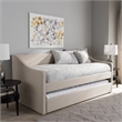 Bowery Hill Upholstered Daybed with Trundle in Beige