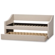 Bowery Hill Upholstered Daybed with Trundle in Beige