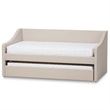 Bowery Hill Upholstered Daybed with Trundle in Beige
