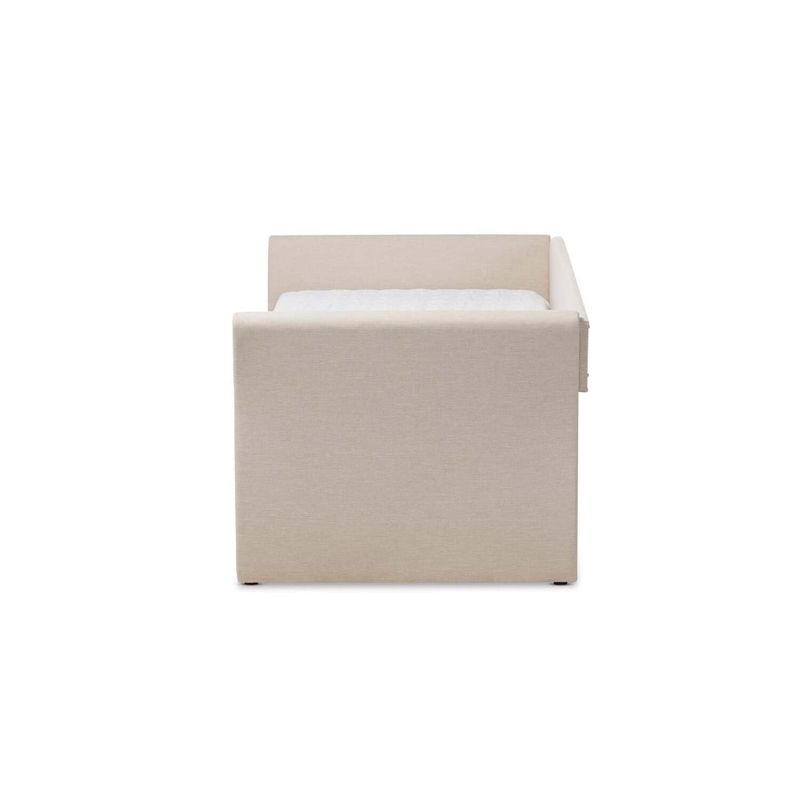 Bowery Hill Upholstered Daybed with Trundle in Beige