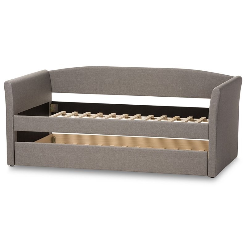 Bowery Hill Upholstered Daybed with Trundle in Gray