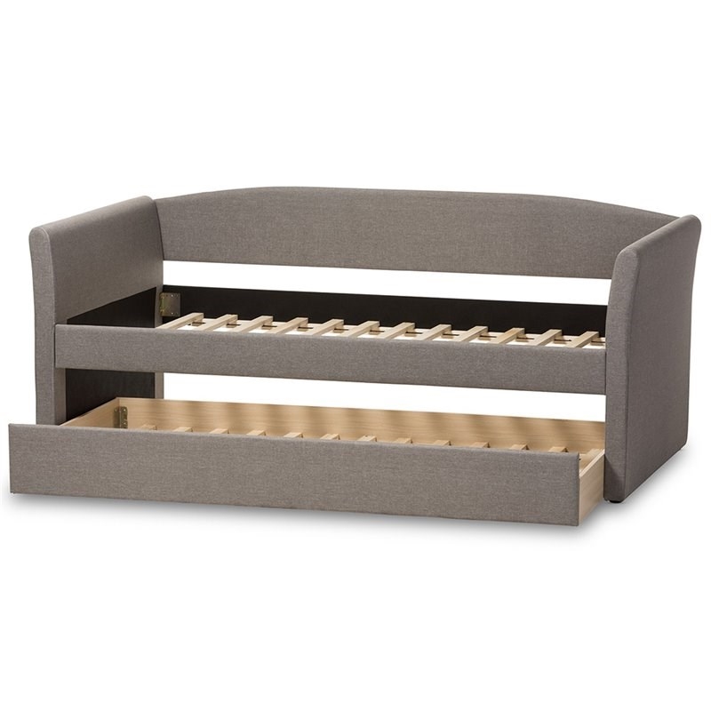 Bowery Hill Upholstered Daybed with Trundle in Gray